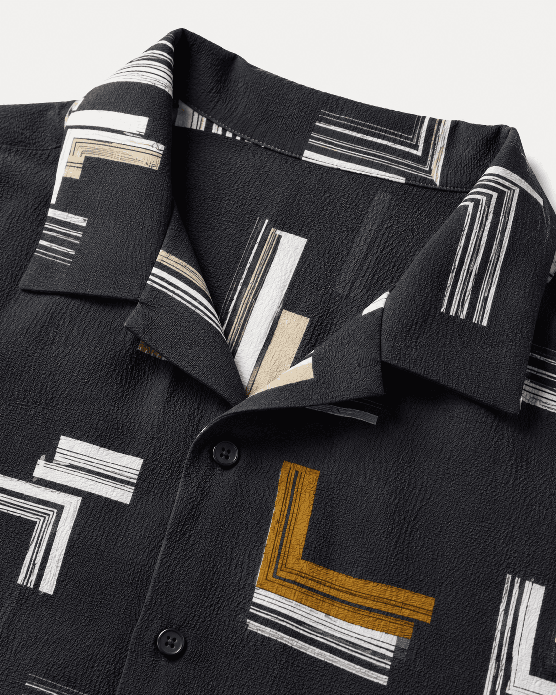 Tropical Blue Palm Print Shirt Detail
